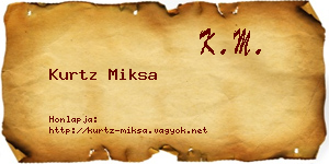 Kurtz Miksa névjegykártya